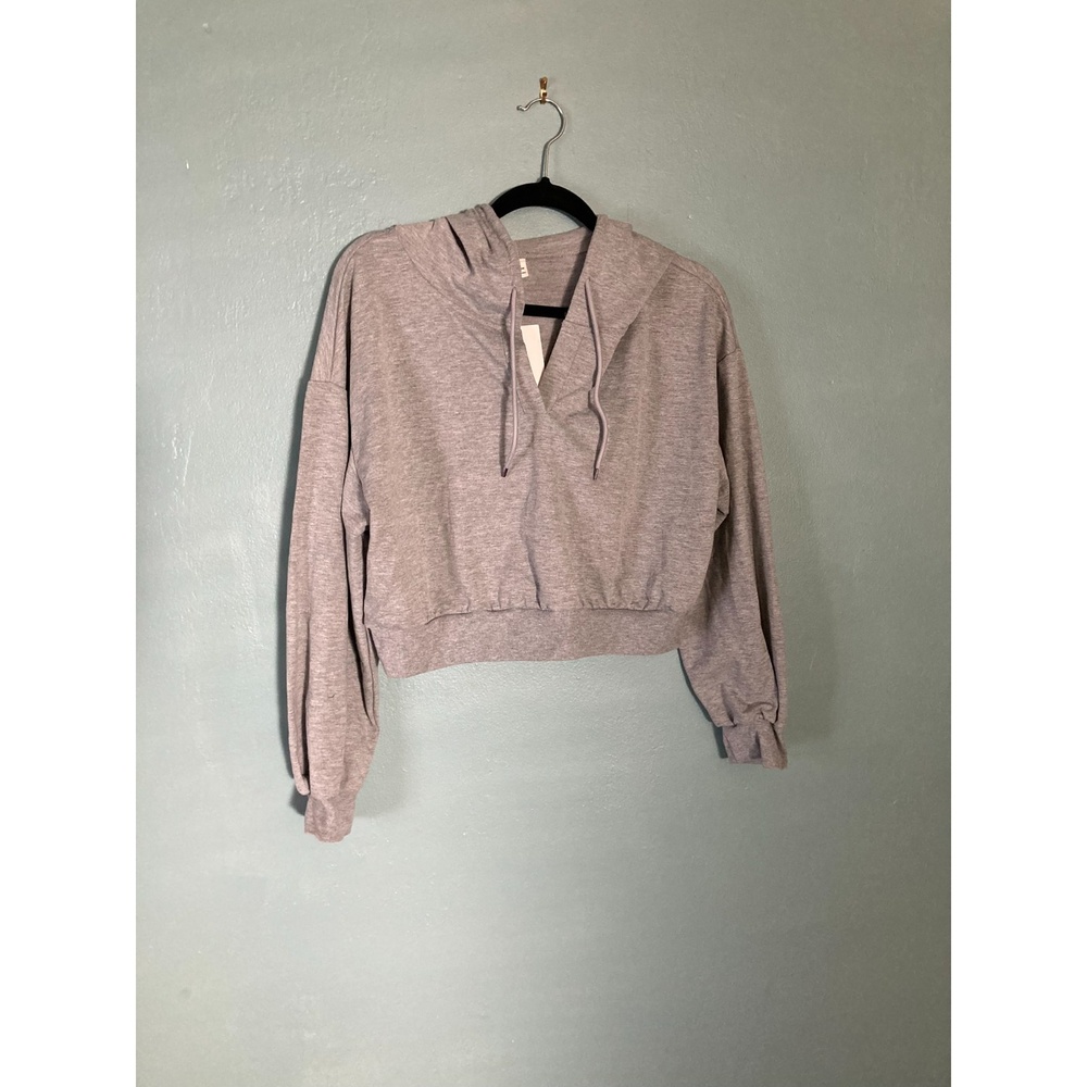 Verdusa women's gray hooded crop sweatshirt size large